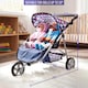 image 4 of BiBi Doll 3 Wheeler Twin Dolls Blue Pushchair Toy with Canopy & Basket For Up To 20" Dolls