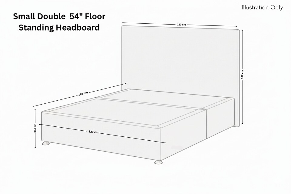 image 1 of Sloomy Kansas Pewter Dumfries Divan Bed Base No Drawers With 54 Inch Floor Standing Headboard | Grey | Pewter | Small Double | 1