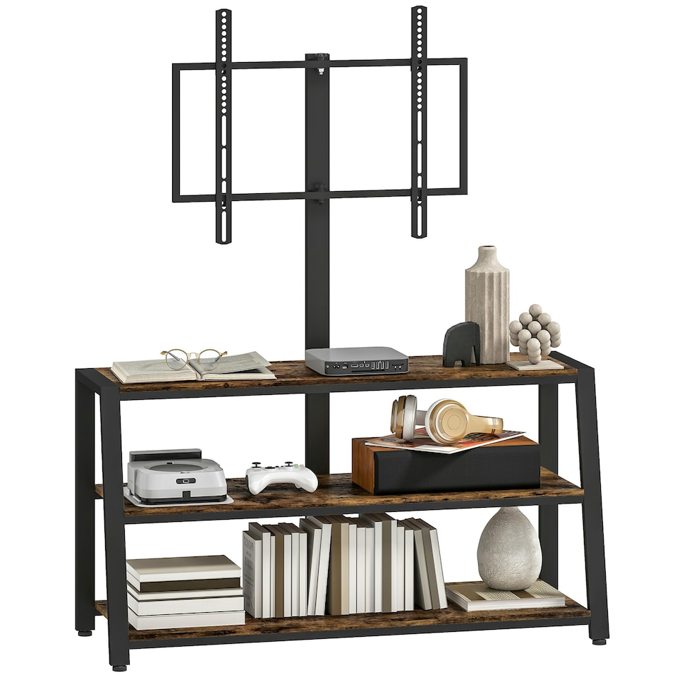 image 1 of HOMCOM TV Stand Cabinet with Swivel Bracket for 32 - 70 Inch TVs Brown