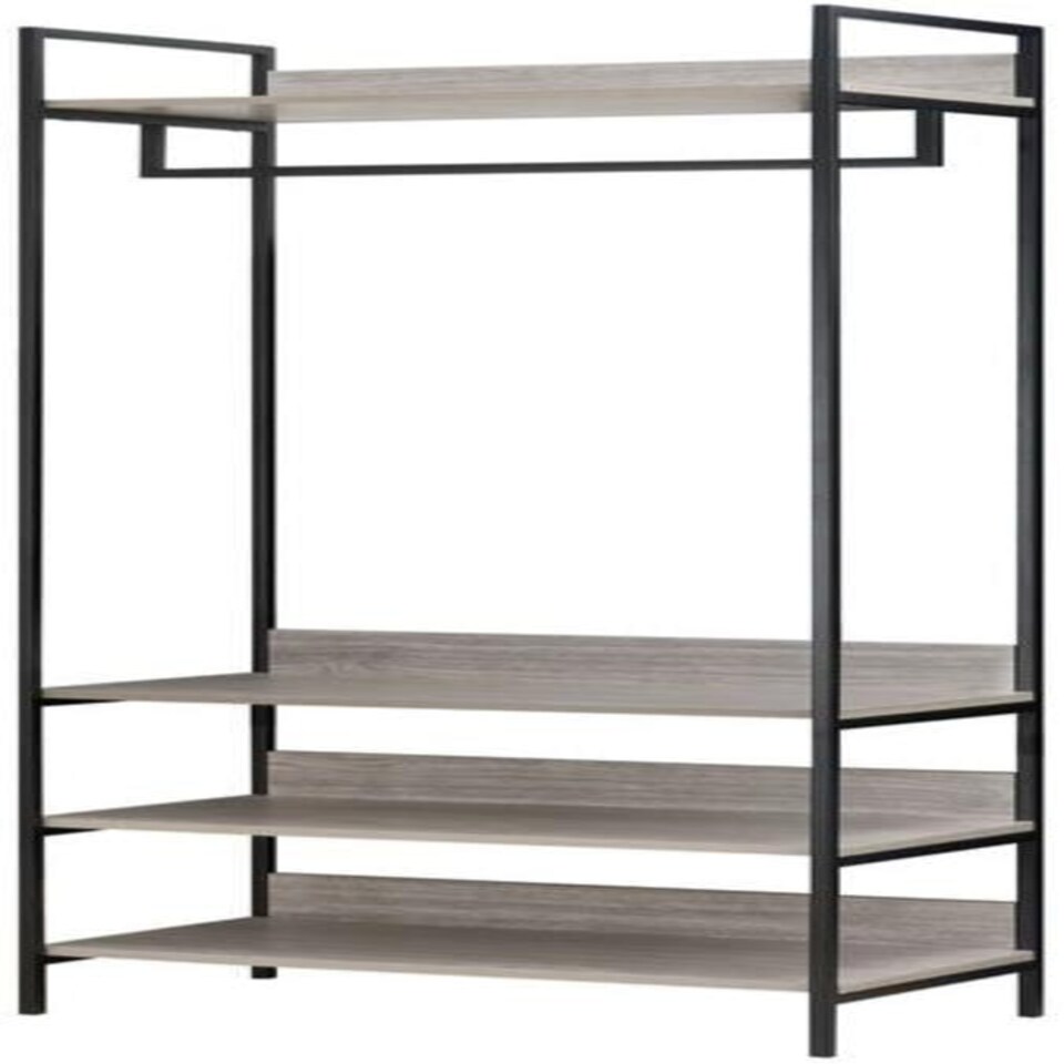 image 1 of Alva Open Wardrobe with 4 Shelves Grey | Grey Oak