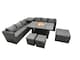 image 1 of Fimous Rattan Garden Furniture Firepit Dining Set 9 Seater Lounge Sofa Table Set with Side Table 3 Footstool