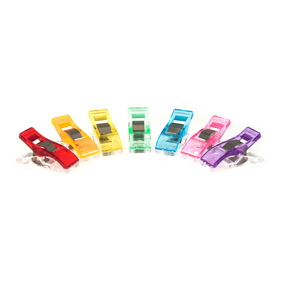 image 1 of Milward Quilters Clips - 60 Bright Neon Fabric & Sewing Clips with Seam Guides, Safer than Pins