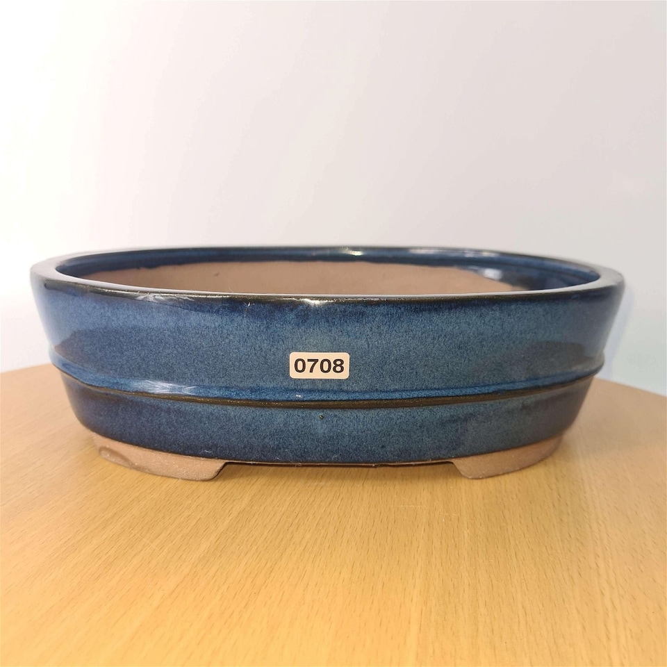 Yorkshire Bonsai 31cm Glazed Bonsai Pot Oval 31cm x 24cm x 8cm Blue