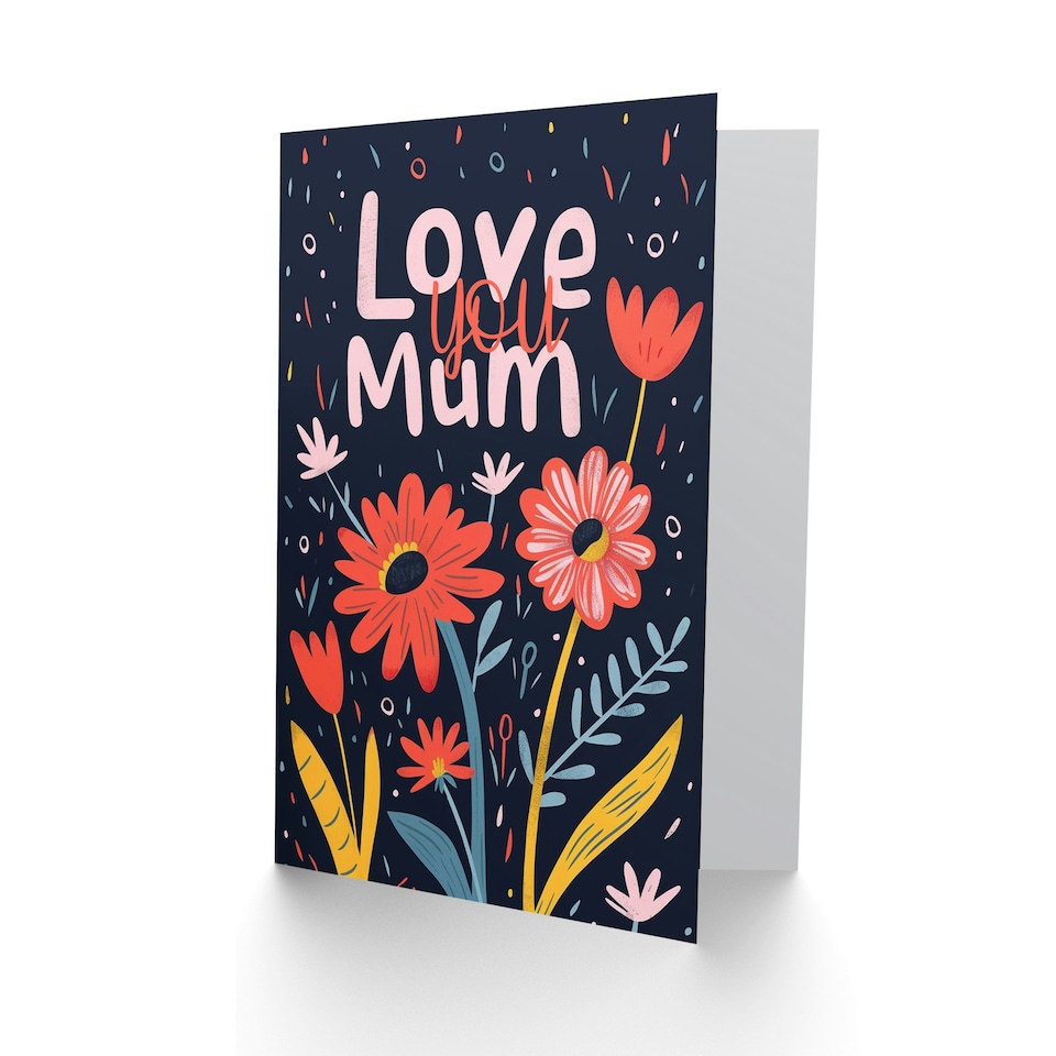 image 1 of Mothers Day Card Love You Simple Bold Flowers Mum Card
