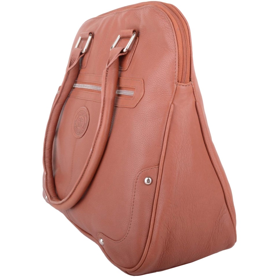 image 1 of London Leathergoods Womens Large Premium Soft Leather Travel / Work Hand Bag / Shoulder Bag | Brown | Tan