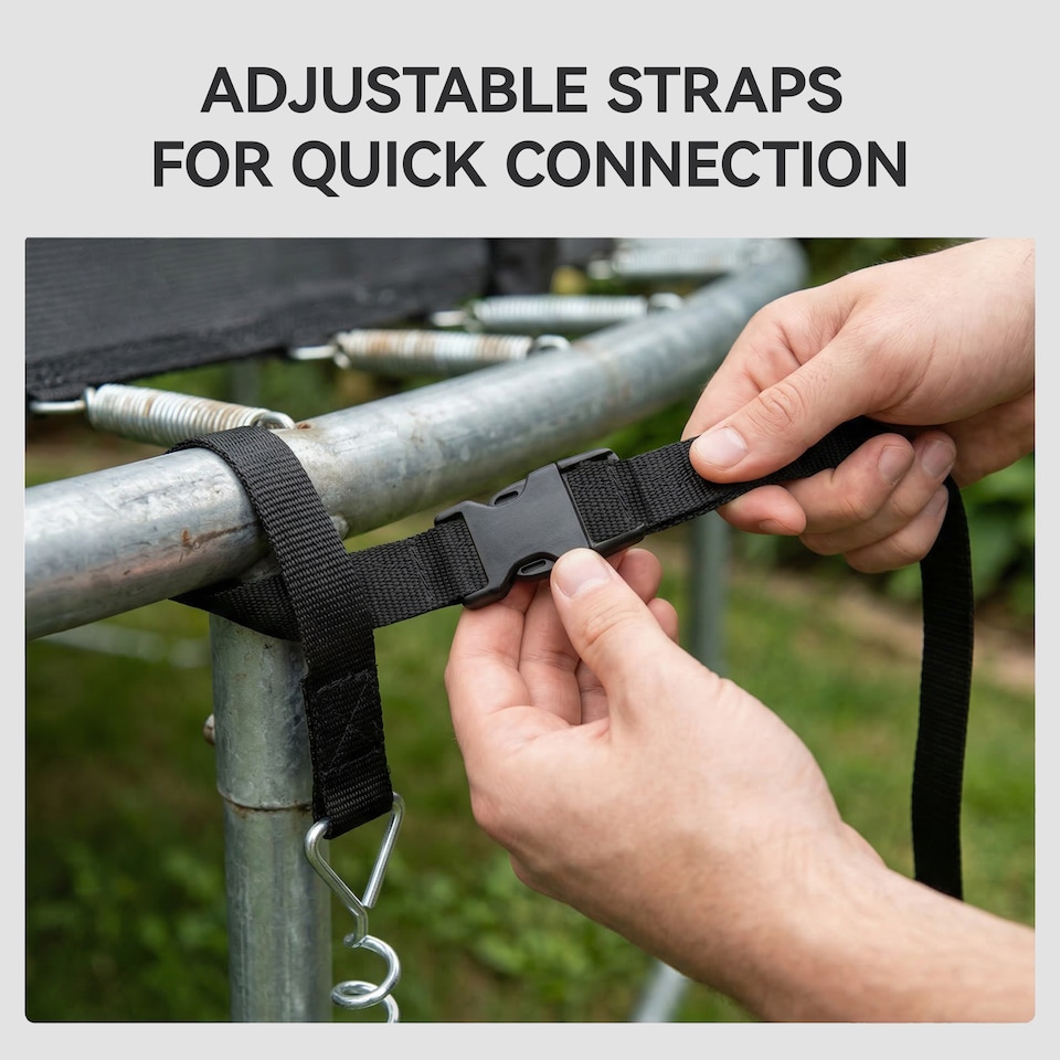 image 1 of SPORTNOW 4Pcs Trampoline Anchor Kit, 32 cm Galvanised Trampoline Stakes | Silver | Silver | 32L x 8W cm