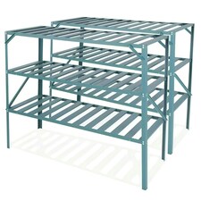 Lacewing Twinpack Traditional 3 Tier Greenhouse Staging Shelving Bench in Green 126cm