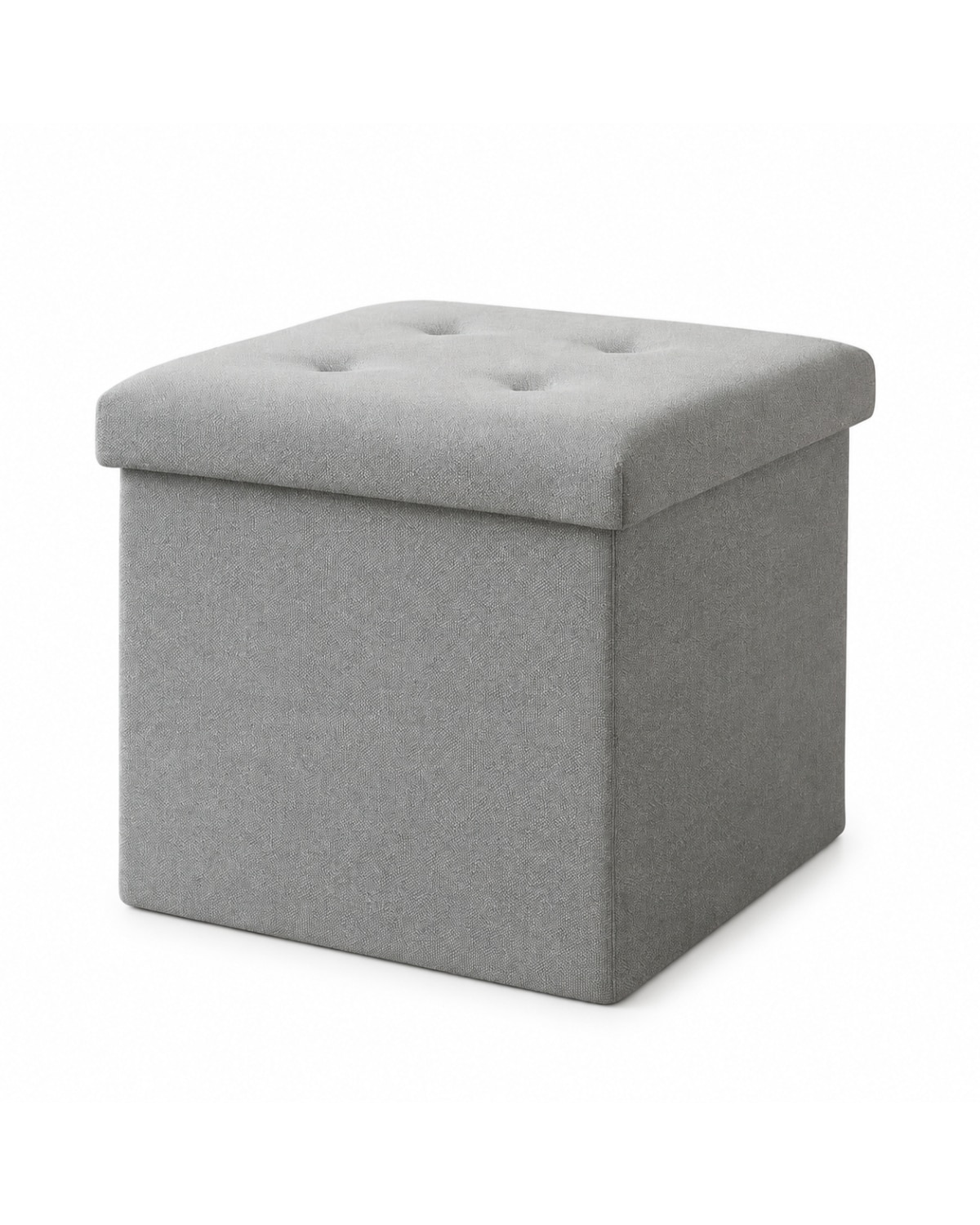 Home Republic Linen Foldable Storage Ottoman in Grey | Size: Small