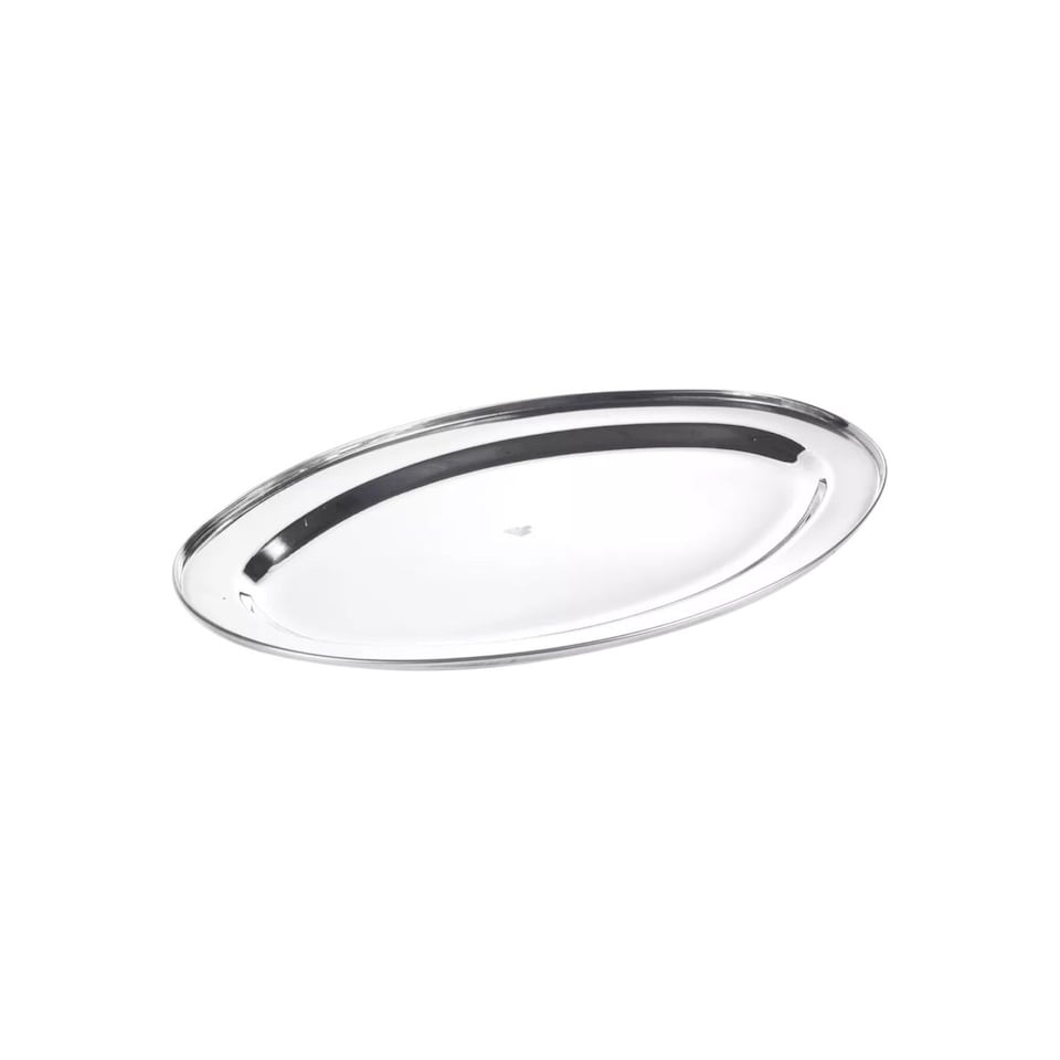 image 1 of Medium Oval Silver Effect Serving Platter - 2x40x26cm