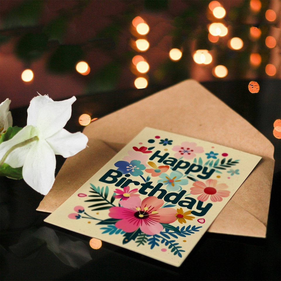 image 1 of Colourful Flower Blooms Floral Design For Her Birthday Card