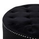 image 2 of Interiors by Premier Round Black Velvet Ottoman Black