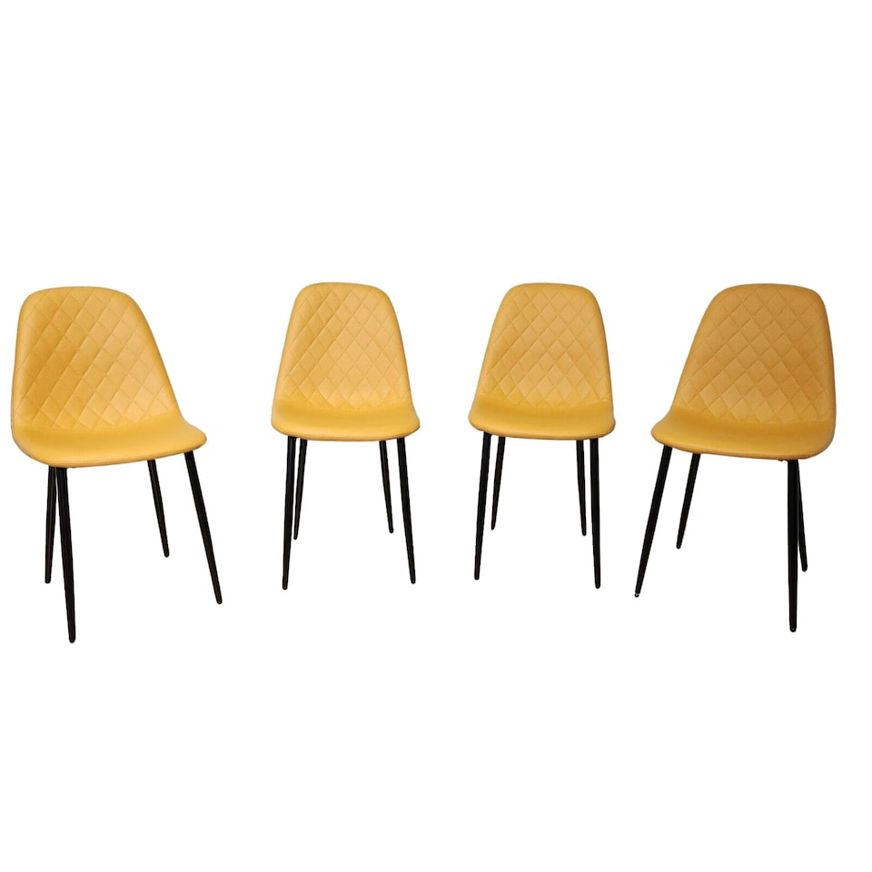 image 1 of Dining Chairs Set of 4 Mustard Leather Kitchen Chairs Brown
