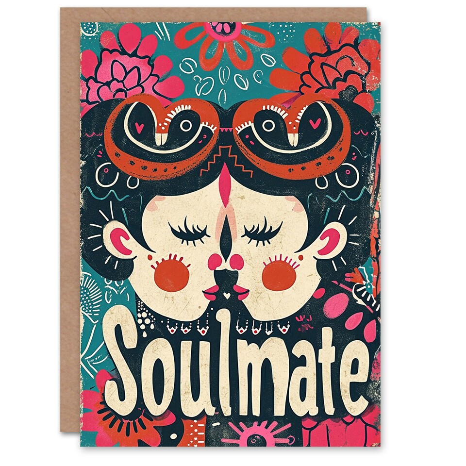 image 1 of Gay Soulmate Lesbian Folk Anniversary Valentines Her Wife Card