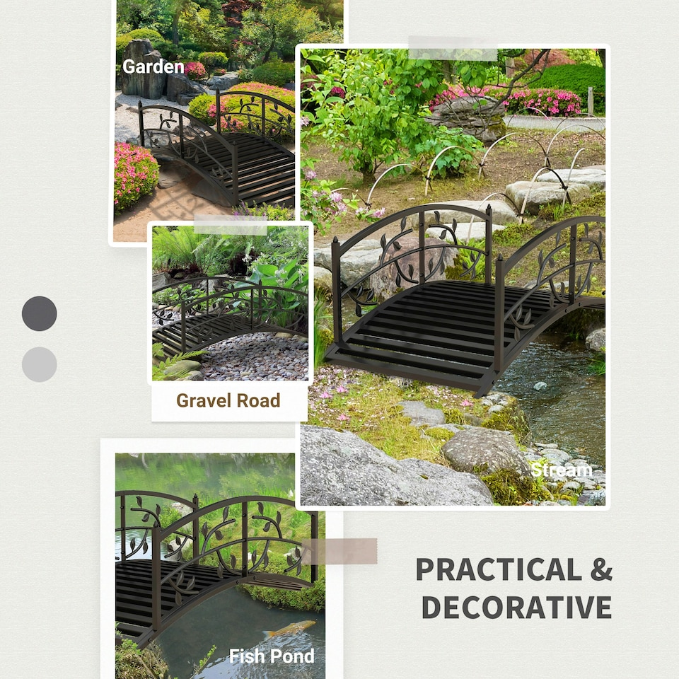 image 1 of Outsunny 1.2M Classic Arch Bridge for Ponds Creeks Streams Borders, Black