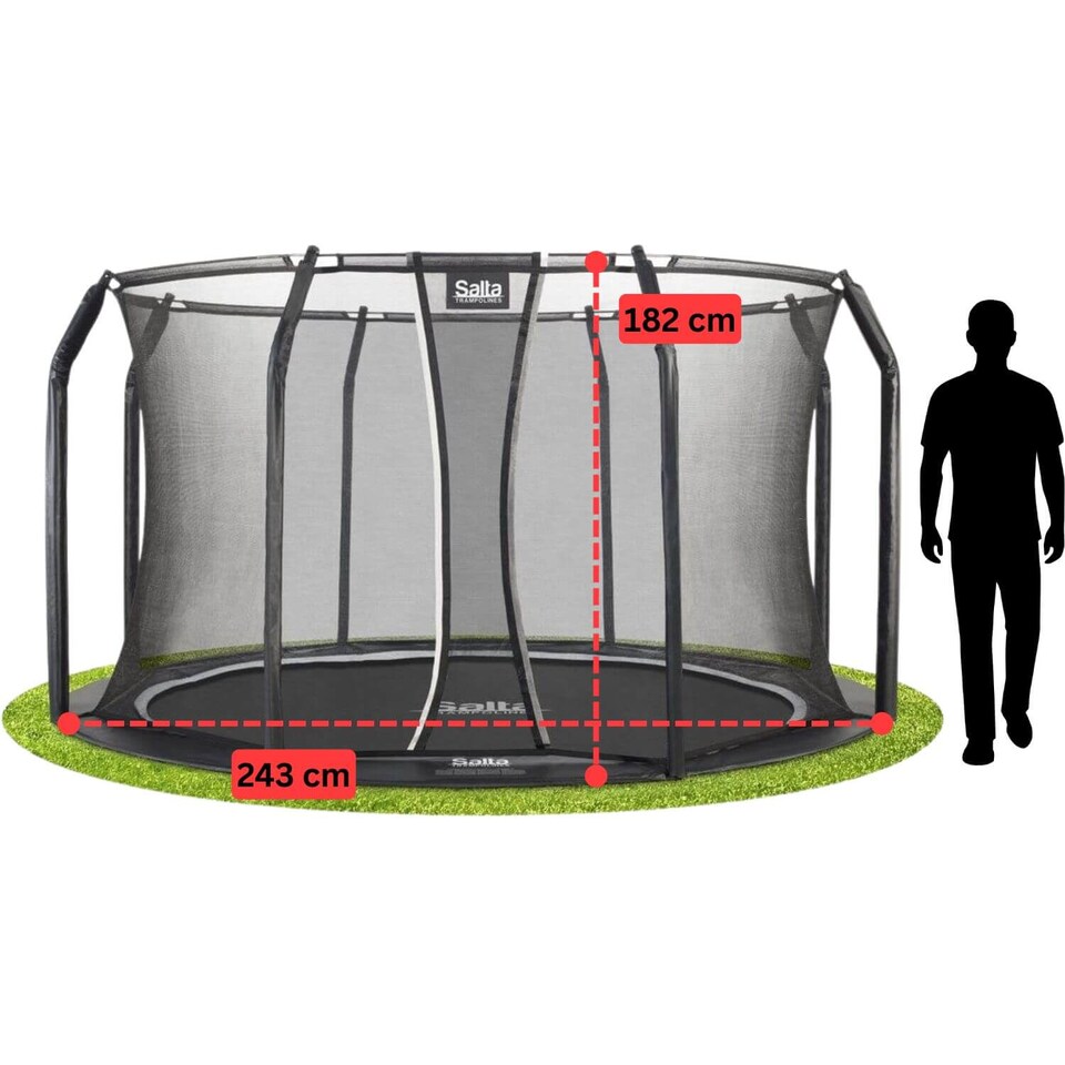 image 1 of 8ft Salta Royal Baseground Round Trampoline with Enclosure, Black