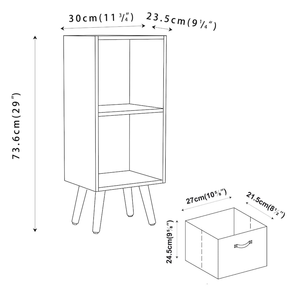 image 1 of Beech 2-Tier 2-Drawer Cube Shelving Unit with Scandinavian Legs | Blue | Sky Blue & Black | 1
