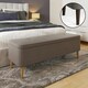 image 2 of Grey Linen Ottoman Storage Bench With Solid Wooden Legs Grey