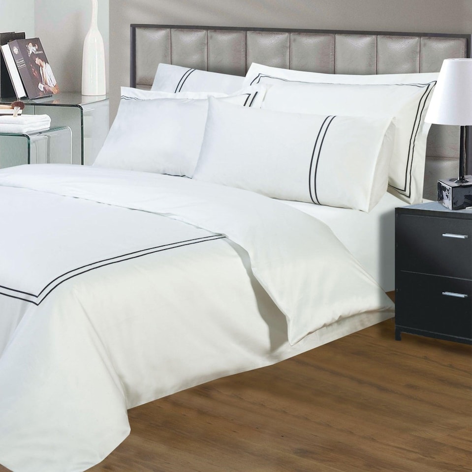 image 1 of Sweet Dreams Eton 100% Egyptian Cotton 330 Thread Count Duvet Cover