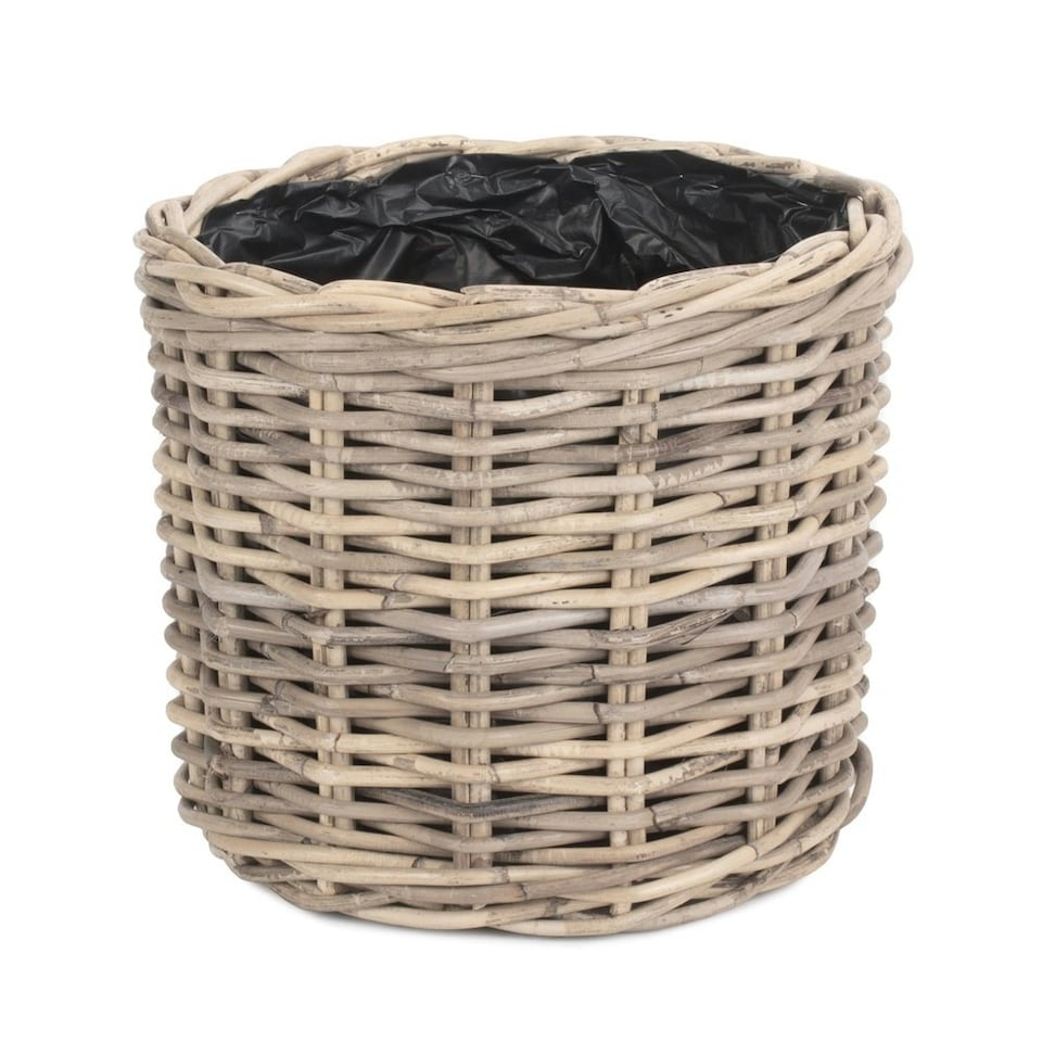 image 1 of Set of 2 Rattan Round Planter with Plastic Lining
