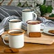 image 5 of Argon Tableware White Enamel Mugs - 375ml - Green - Pack of 6 Green