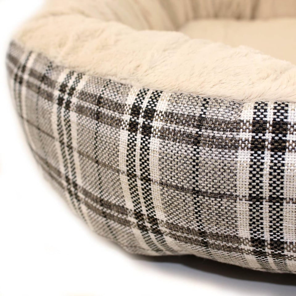 image 1 of Actiaspet Jute Orthopaedic Soft Dog Bed - 40mm Massage Foam Cushion with Fleece Lining & Non Slip Base (Checkered Grey, X Large)