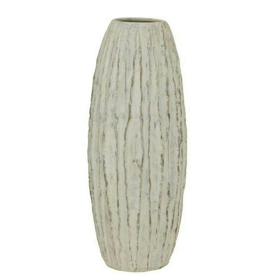 image 1 of Lorenzo Tall Fin Vase - Ceramic - L27 x W27 x H70 cm - White White