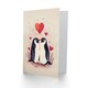 image 2 of Cute Penguin Couple Love Hearts Romantic Arty Birthday Card