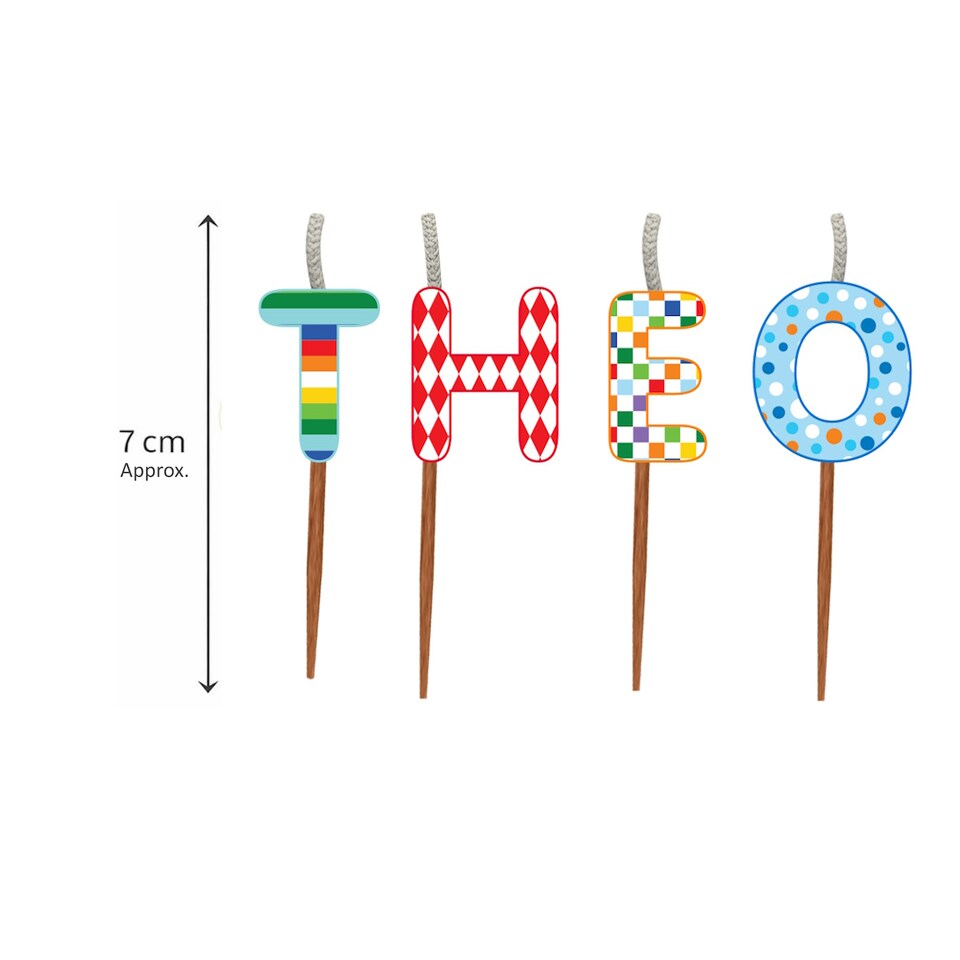 image 1 of Name Birthday Cake Candle Set - Theo