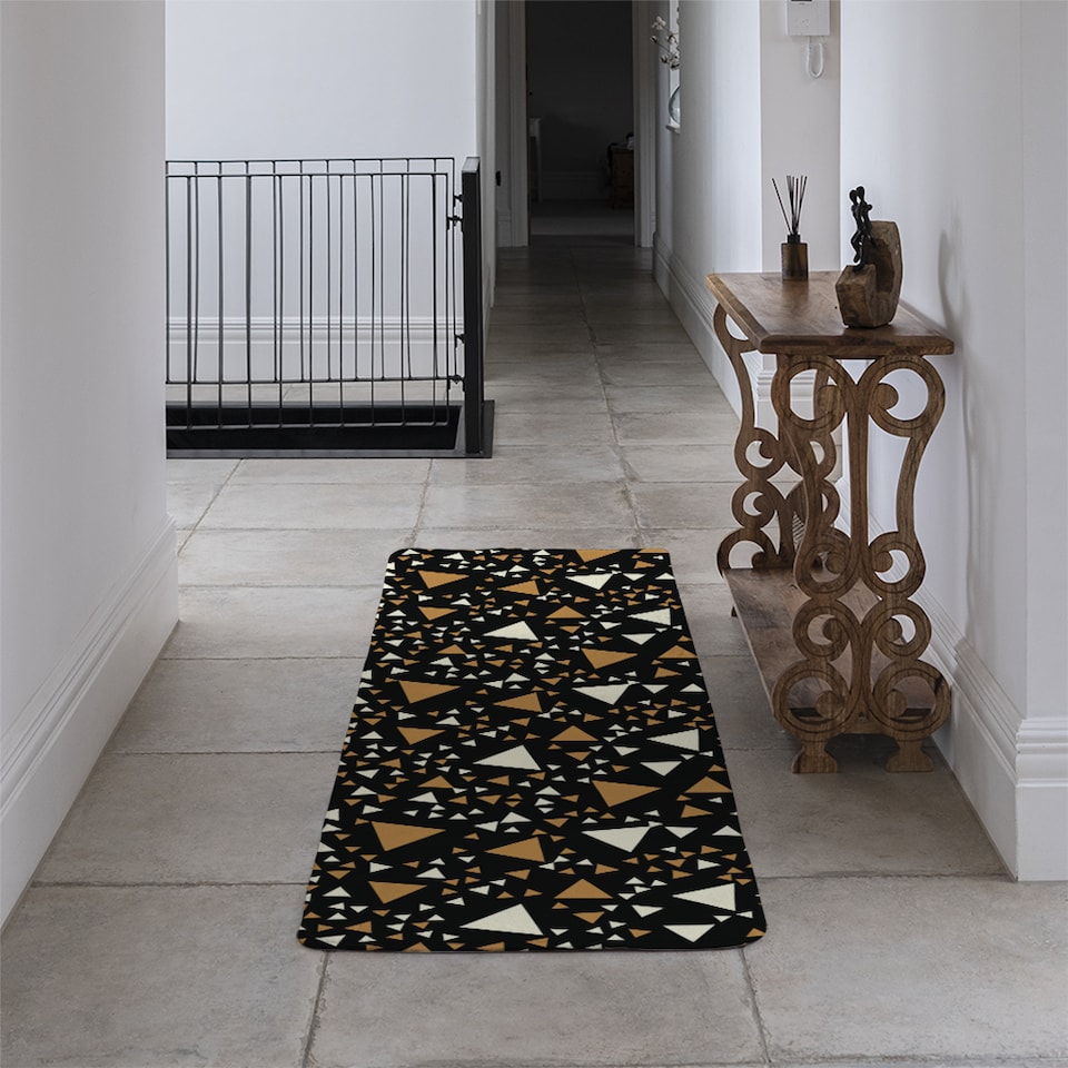 image 1 of Triangles On Black Runner Rug | Multi