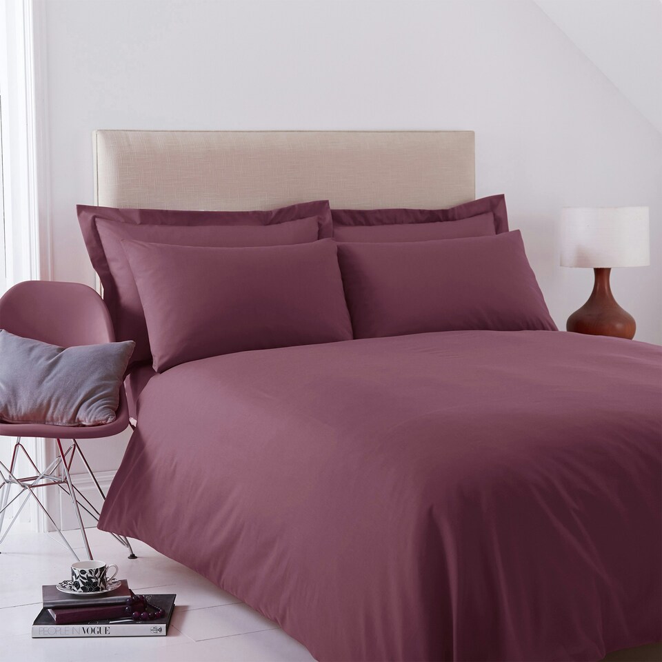 Charlotte Thomas Poetry Plain Dyed King Aubergine Duvet Cover Set - 228 x 218cm
