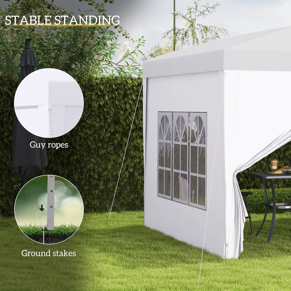image 1 of Outsunny 3x3(m) Garden Pop Up Gazebo Canopy Marquee w/ Carry Bag, White