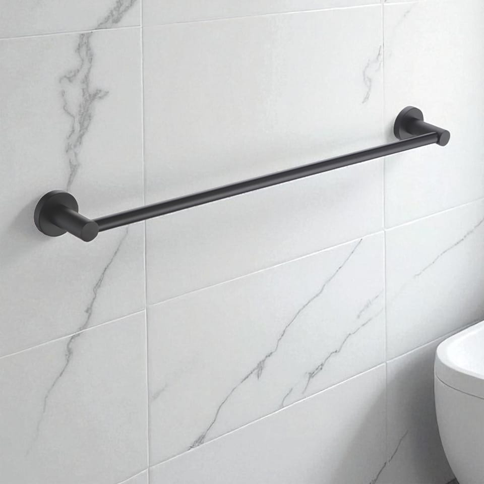 image 1 of Showerdrape Modernity Black Stainless Steel Wall Mounted 7 Piece Bathroom Accessory Set | Multi | 1