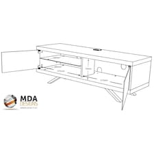 MDA Designs TUCANA 1200 HYBRID Black TV Stand BeamThru Remote-Friendly Doors up to 60" Flat Screen TV Multimedia Cabinet | Black | 1