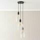image 1 of ValueLights Kira Glass Dome 3 Drop Cluster Matte Black Ceiling Pendant Light with Bulbs Black
