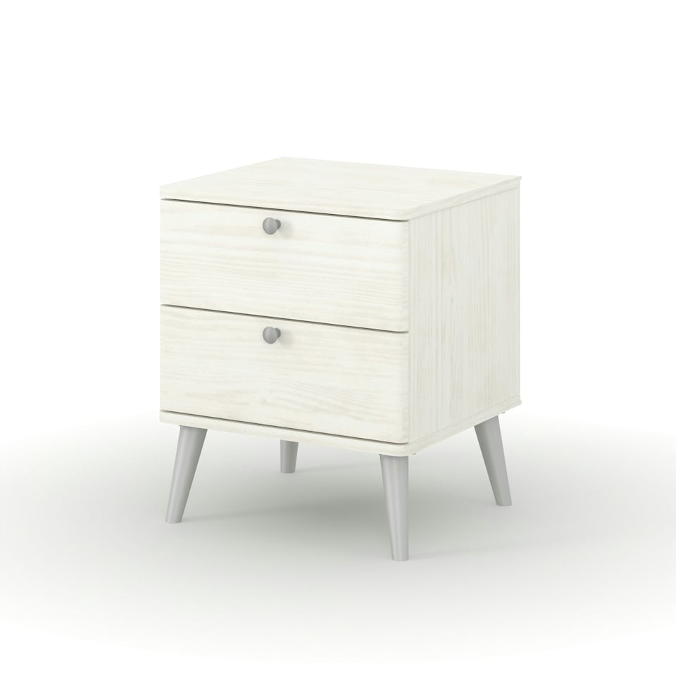 image 1 of Core Products Augusta Curve 2 Drawer Bedside Cabinet, White H53.0cm x W45.0cm x D39.5cm White