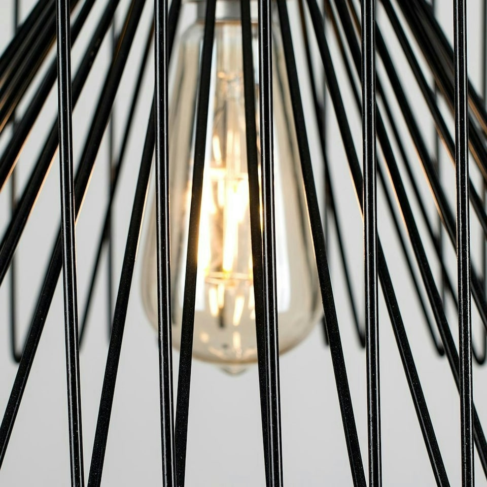 image 1 of ValueLights Modern Black Non Electric Metal Wire Design Cylinder Shaped Light Pendant Shade