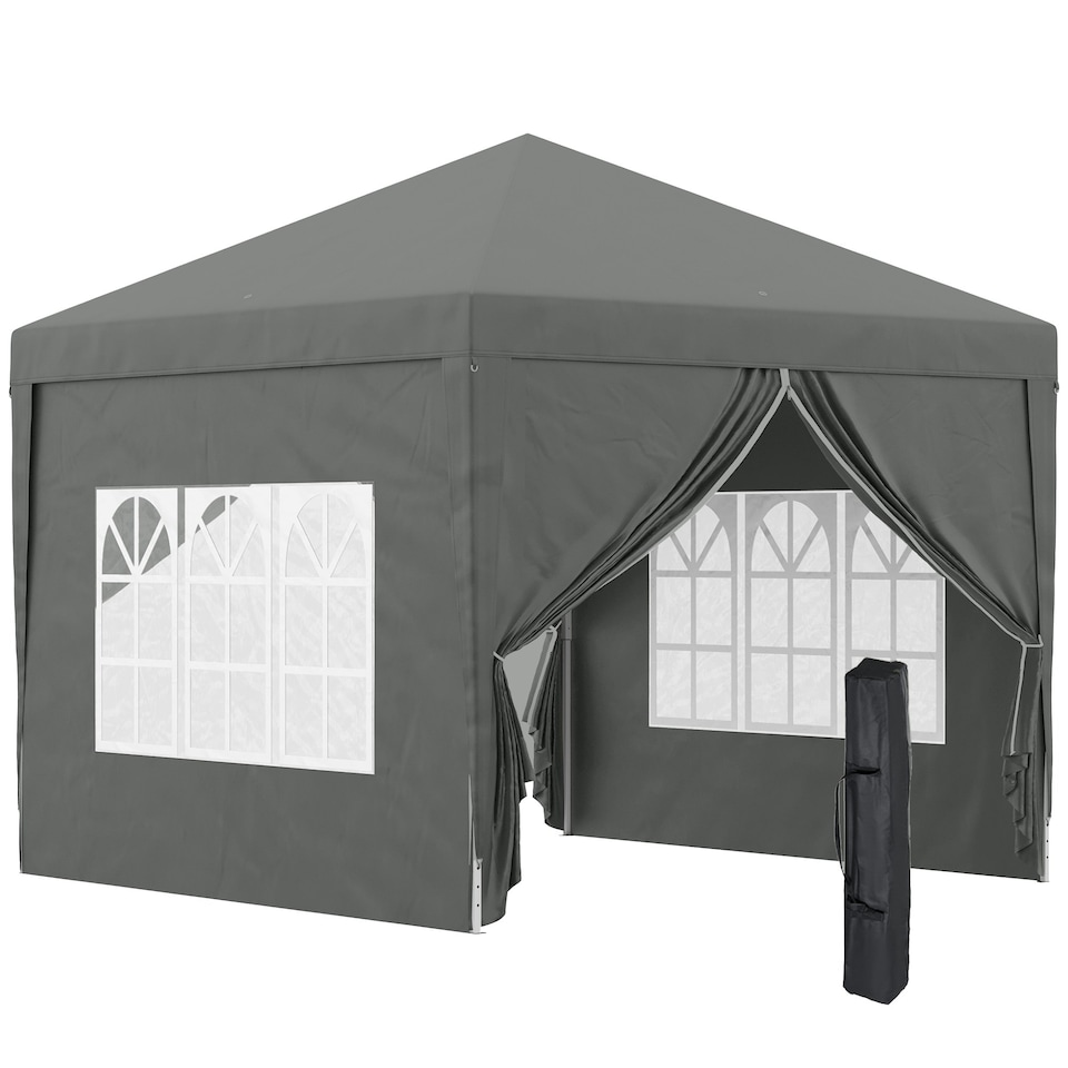 image 1 of Outsunny 3mx3m Pop Up Gazebo Party Tent Canopy Marquee with Storage Bag Grey