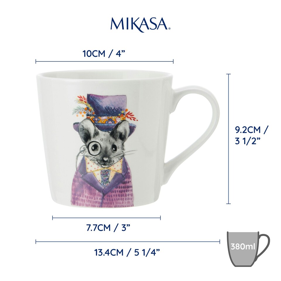 image 1 of Mikasa x Tipperleyhill Mouse Print Porcelain Mug, 380ml Multi