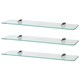 image 1 of Harbour Housewares Floating Glass Shelves - 60cm - Clear with Chrome - 3 Pack Silver
