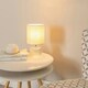image 1 of ValueLights Betty Pair of Clear Glass Table Lamps with Natural Lamp Shades and LED Bulbs