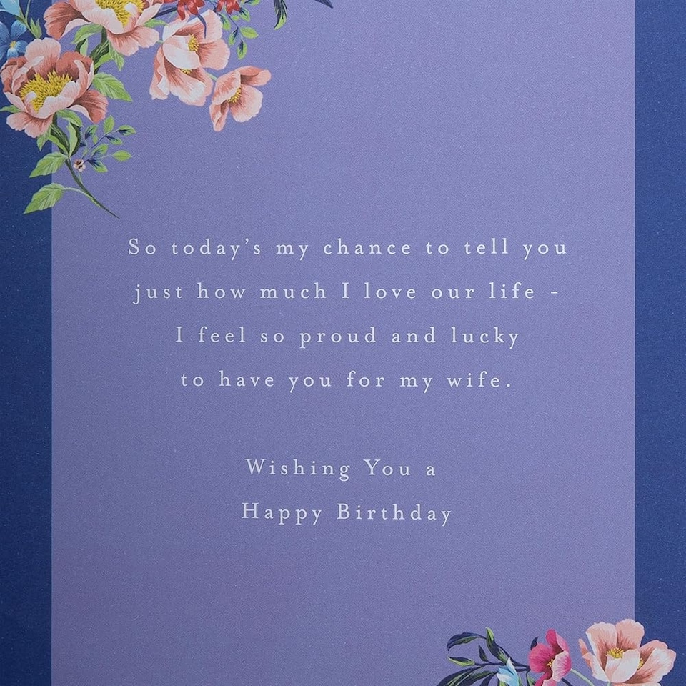 image 1 of Pink Traditional Floral Design with Heartfelt Verse Wife Birthday Card