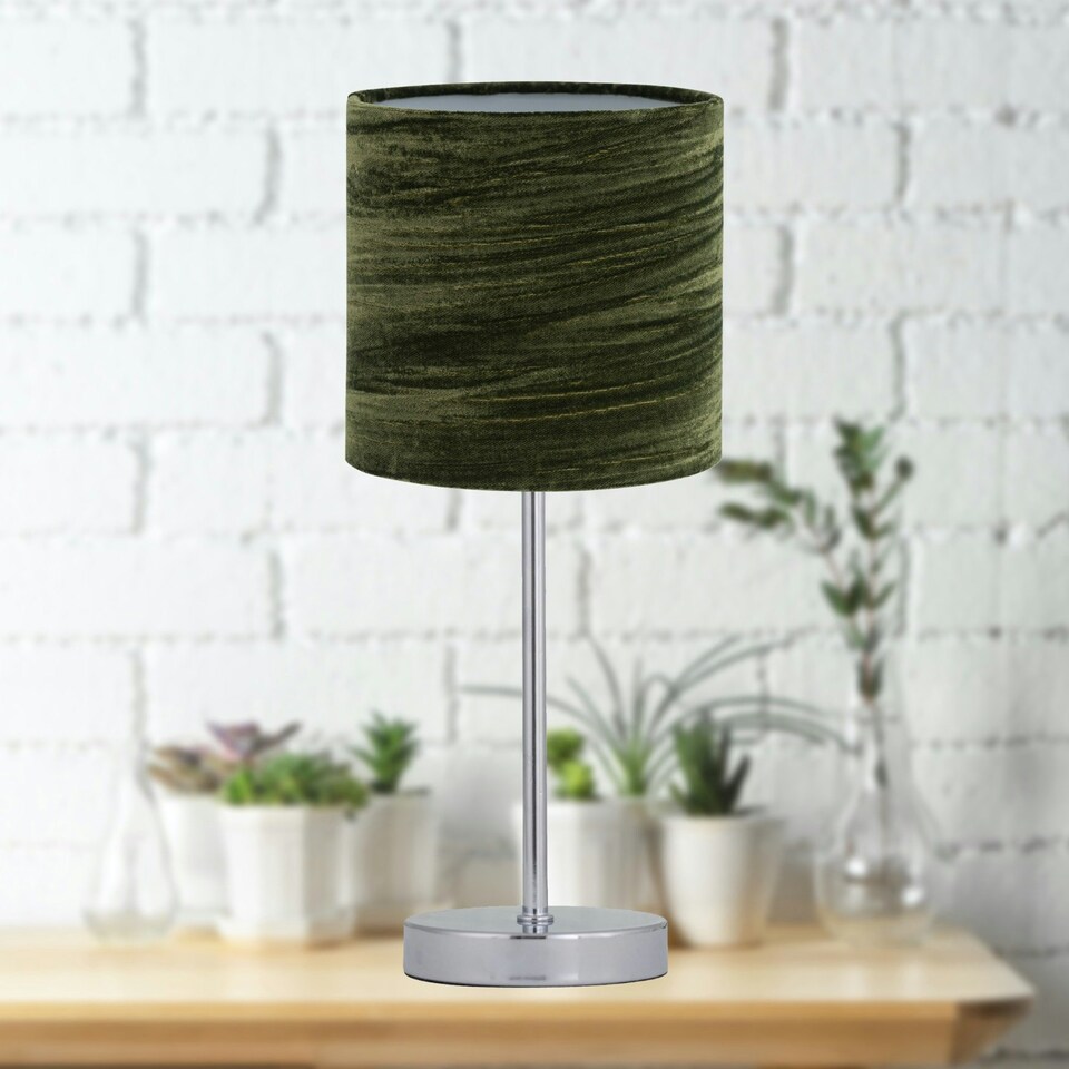 image 1 of First Choice Lighting Green Crushed Velvet 15.5cm Table Lamp Shade Green