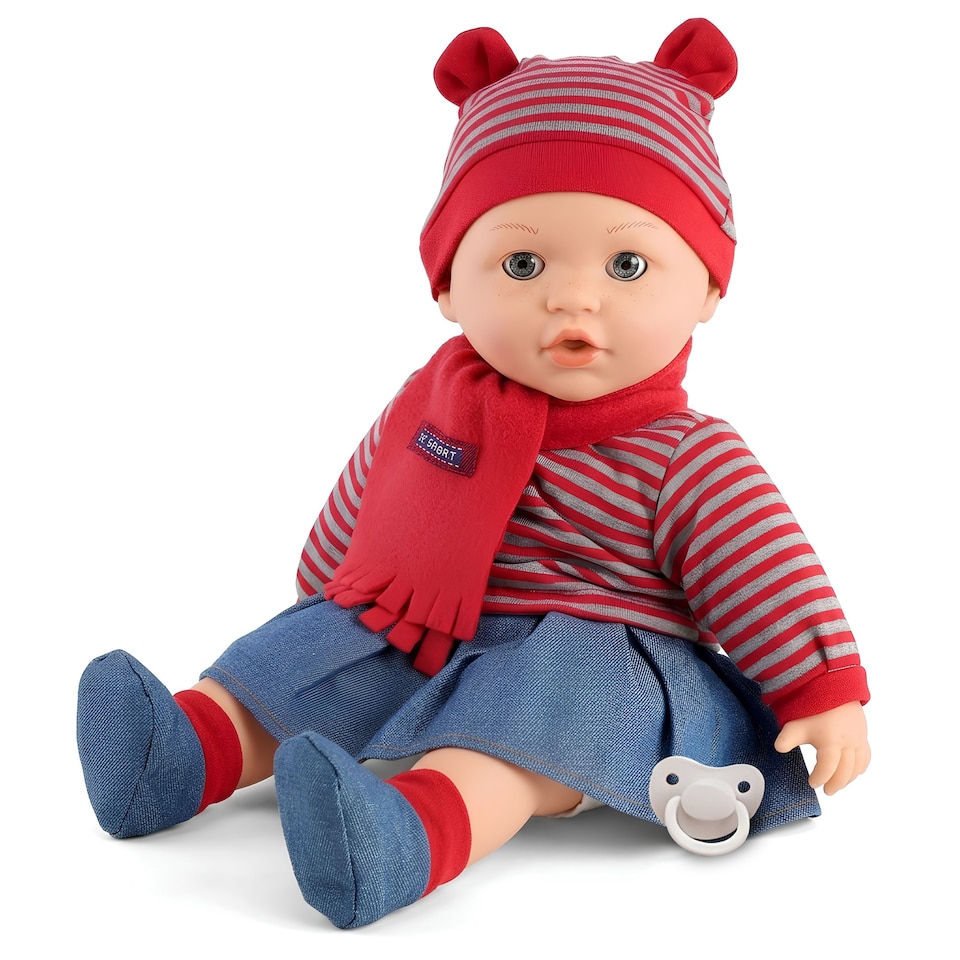 image 1 of BiBi Doll 16" Baby Doll Girl With Red Outfit, Sounds, Toy Dummy & Moving Eye Lids