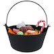 image 3 of Halloween Black Plastic Cauldrons 24cm - Pack of 3