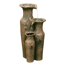 Primrose Sama Cascading 3 Tier Ancient Jars Water Feature Brown 84cm