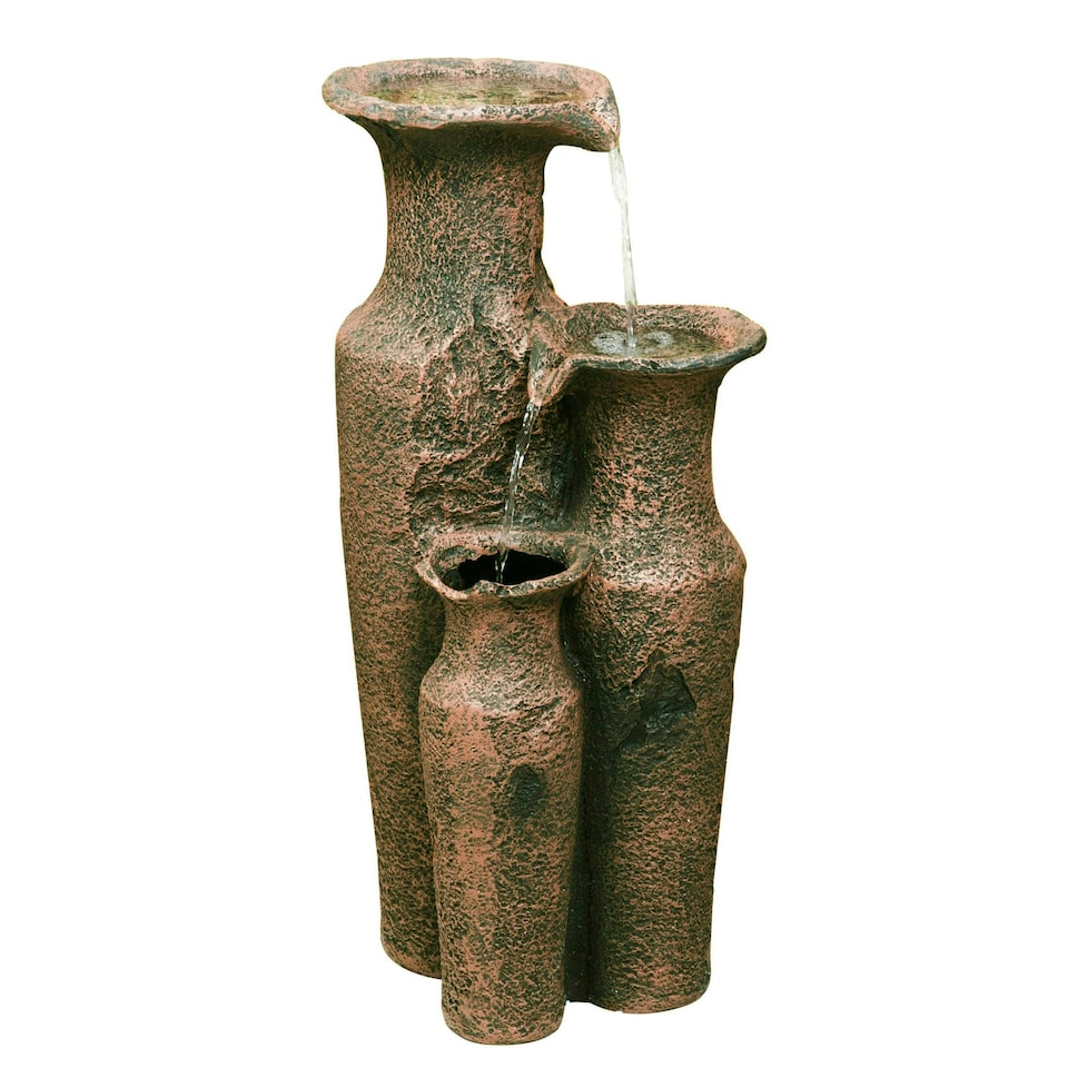 image 1 of Primrose Sama Cascading 3 Tier Ancient Jars Water Feature Brown 84cm