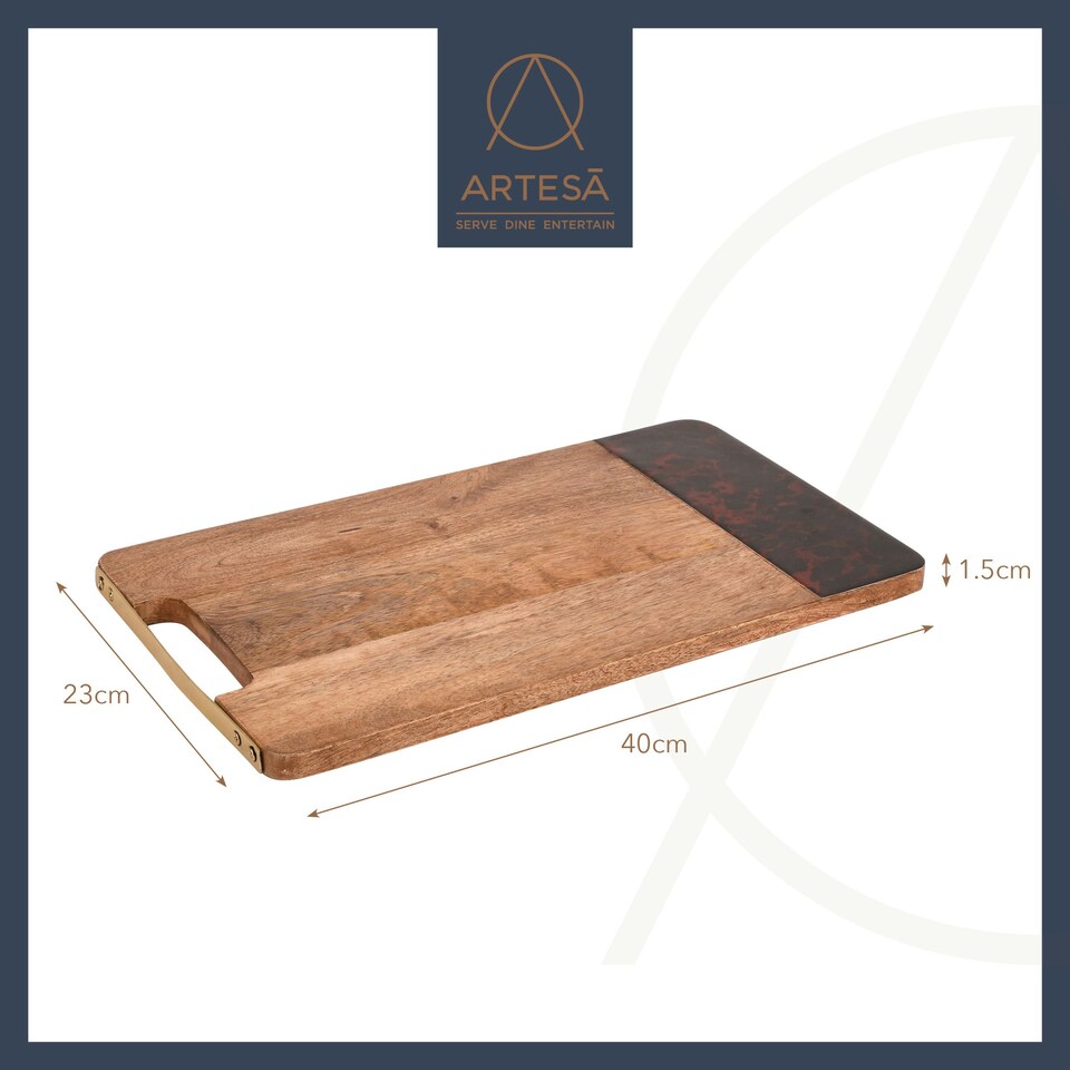image 1 of Artesà Mango Wood Serving Platter Rectangular Tortoiseshell