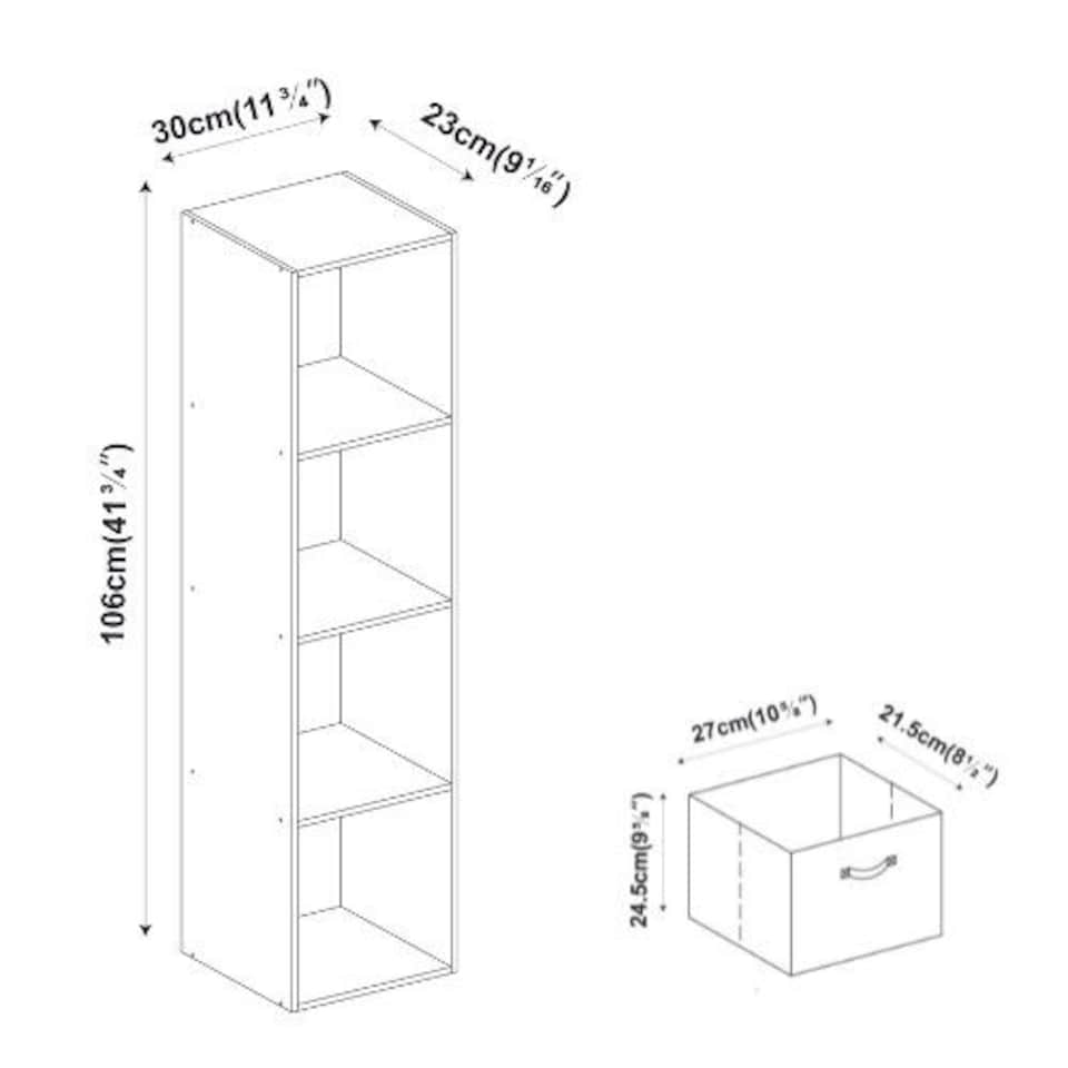 image 1 of 4-Tier Cube Shelving Unit with Inserts | White | White & Light Pink | 1