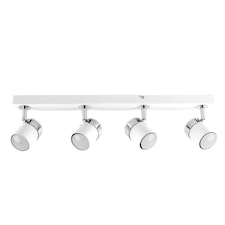 ValueLights Rosie 4 Way Gloss White Straight Bar Ceiling Spotlight