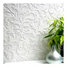 Anaglypta Leaf Vinyl Textured Wallpaper - White - 10m x 53cm | White